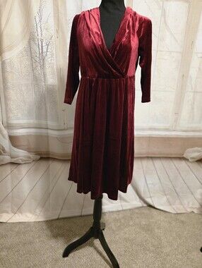 Kohl's Burgundy Velvet Long Sleeve Wrap Dress